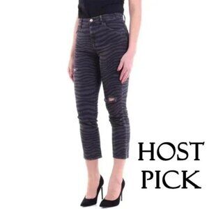NWT J Brand black grey animal print distressed high rise crop jeans